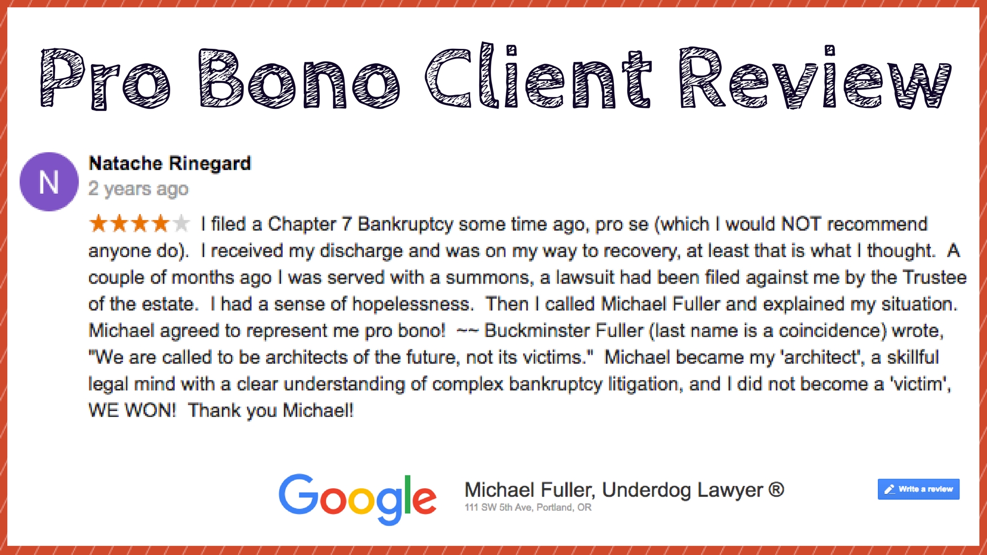 Pro Bono Oregon Attorney Michael Fuller Review Natache
