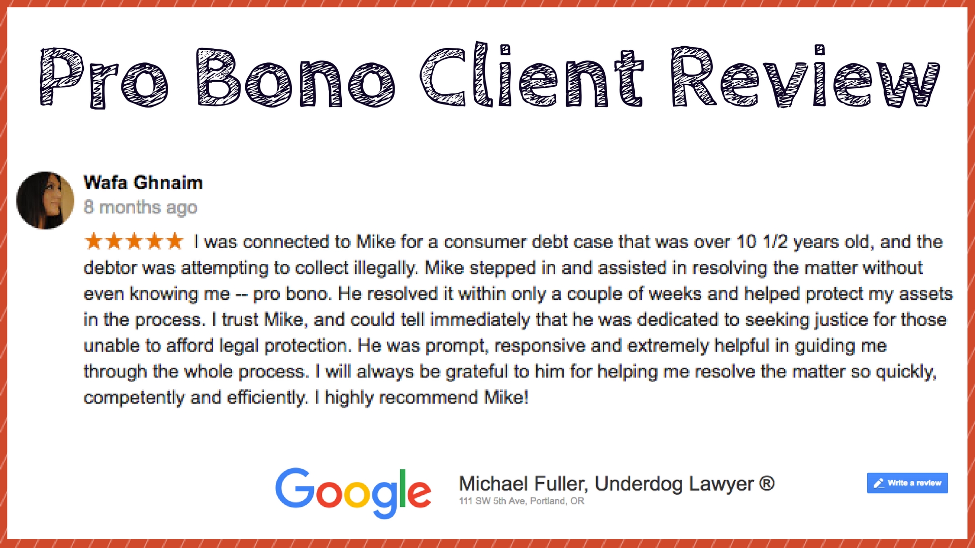 Pro Bono Oregon Attorney Michael Fuller Review Wafa